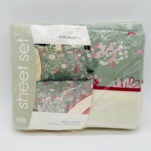 Vintage Target Twin Sheet Set Green Floral Vineyard Plaid Collection